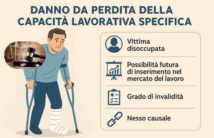 Martelletto giudice, persona invalida, scritta danno da perdita della capacità lavorativa 